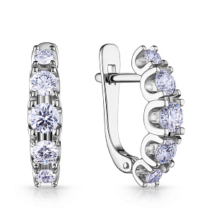 Серьги с английским замком из белого золота с бриллиантами