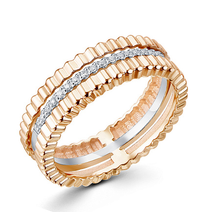 Кольцо из красного золота с бриллиантами