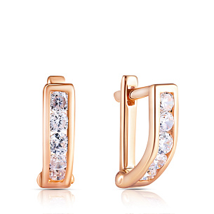 Серьги детские из красного золота с фианитом