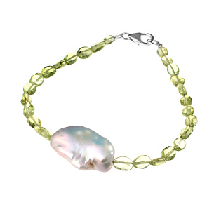 Браслет декоративный из серебра с парагоном, перидотом