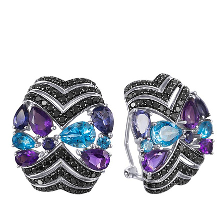 Серьги из белого золота с бриллиантами