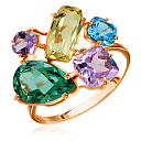 Кольцо из красного золота с аметистом, топазом