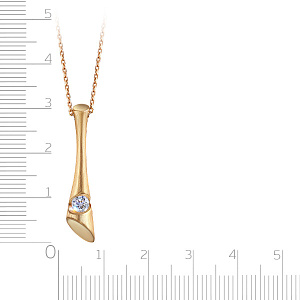 Колье из красного золота с бриллиантом, плетение якорное