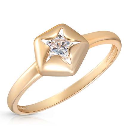 Кольцо из красного золота с фианитом