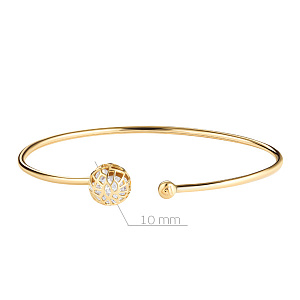 Браслет жесткий из желтого золота с фианитом