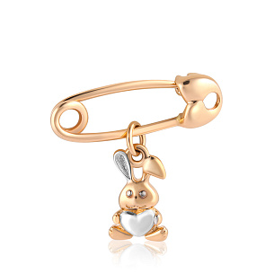 Булавка из красного золота с глиттером