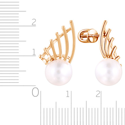 Пусеты из красного золота с жемчугом