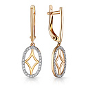 Серьги с английским замком из красного золота с фианитом