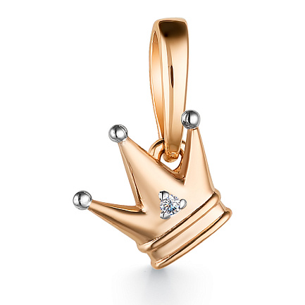 Подвеска детская из красного золота с бриллиантом