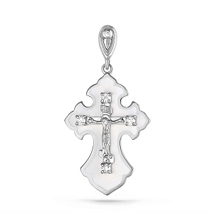 Крест из белого золота с бриллиантами