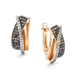 Серьги с английским замком из красного золота с бриллиантами