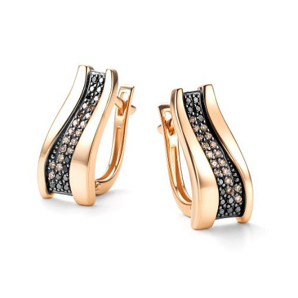 Серьги с английским замком из красного золота с бриллиантами