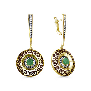 Серьги с английским замком из желтого золота