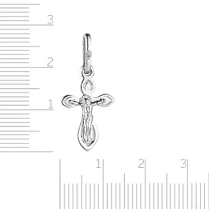 Крест из белого золота с бриллиантом