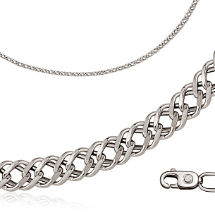 Цепь автомат из серебра, плетение двойной ромб