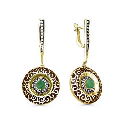 Серьги с английским замком из желтого золота