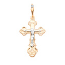 Крест из красного золота с бриллиантом