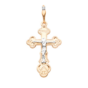 Крест из красного золота с бриллиантом