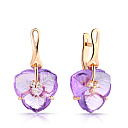 Серьги с английским замком из красного золота с аметистами