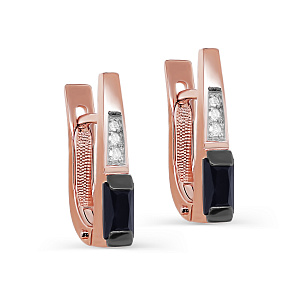 Серьги с английским замком из красного золота с бриллиантами