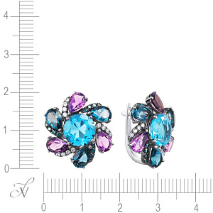 Серьги с английским замком из белого золота с бриллиантами