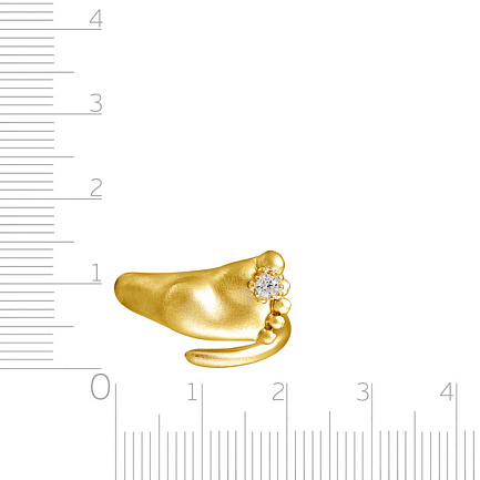 Позолоченное серебряное кольцо с фианитом Пяточка