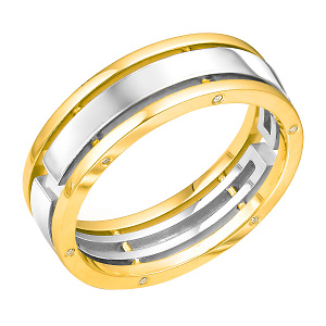 Кольцо обручальное из комбинированного золота