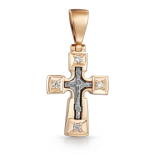 Крест из красного золота с бриллиантом