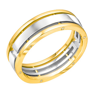 Кольцо обручальное из комбинированного золота