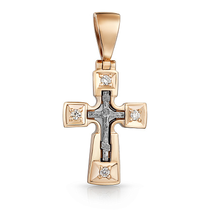 Крест из красного золота с бриллиантами
