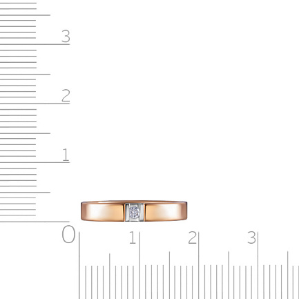 Кольцо обручальное из красного золота с бриллиантом