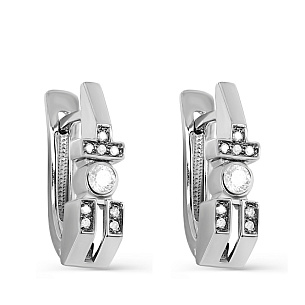 Серьги с английским замком из белого золота с бриллиантами