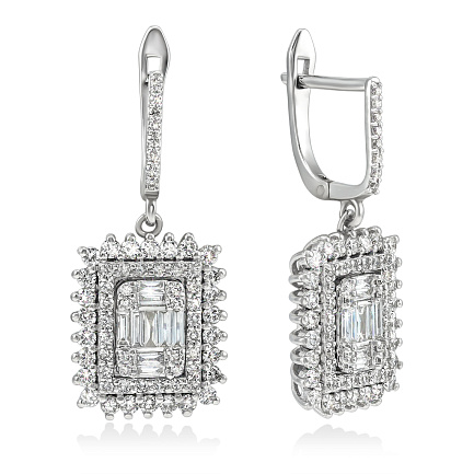 Серьги из белого золота с бриллиантами