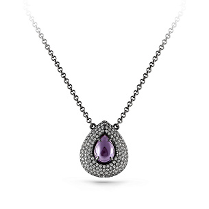 Колье из серебра с фианитами, кварцом