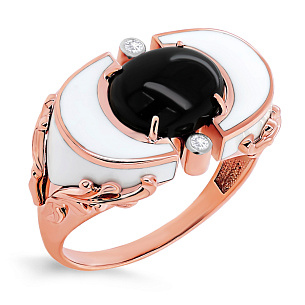 Кольцо из красного золота с ониксом