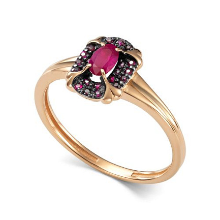 Кольцо из красного золота с рубинами