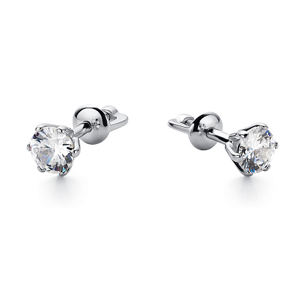 Серьги из серебра с фианитом