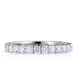 Кольцо обручальное из белого золота с бриллиантами