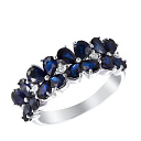 Кольцо из белого золота с бриллиантами, сапфирами