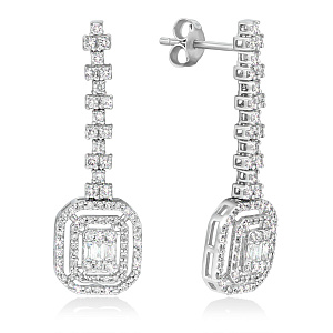 Серьги из белого золота с бриллиантами