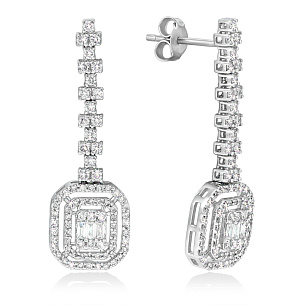 Серьги из белого золота с бриллиантом