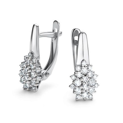 Серьги с английским замком из белого золота с бриллиантами