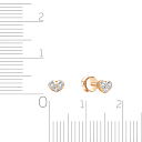 Серьги-пусеты из красного золота с фианитом