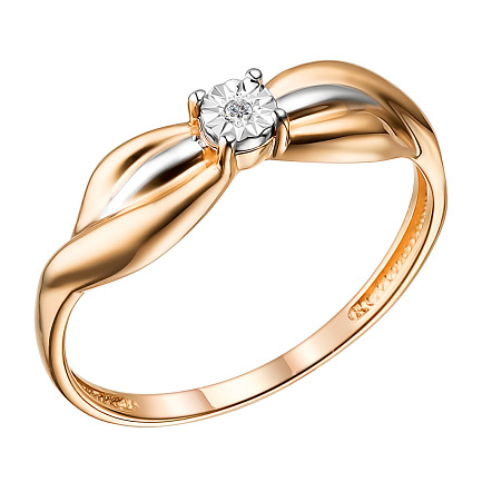 Кольцо из красного золота с бриллиантом