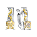 Серьги с английским замком из серебра с фианитами