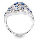 Кольцо из белого золота с бриллиантами, сапфирами