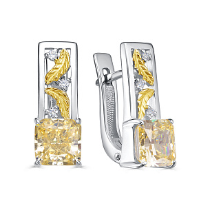 Серьги с английским замком из серебра с фианитами