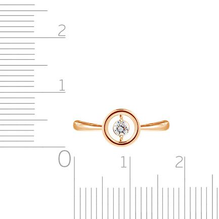 Кольцо из красного золота с фианитом