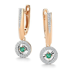 Серьги с английским замком из красного золота с бриллиантами