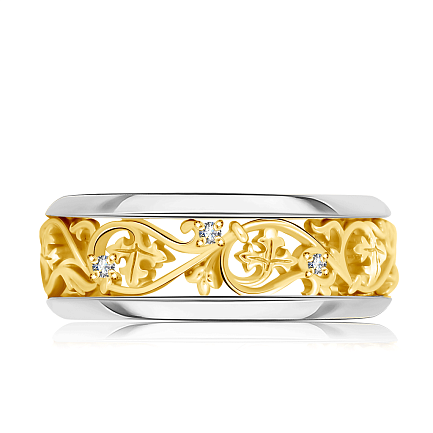 Кольцо обручальное из желтого золота с бриллиантами